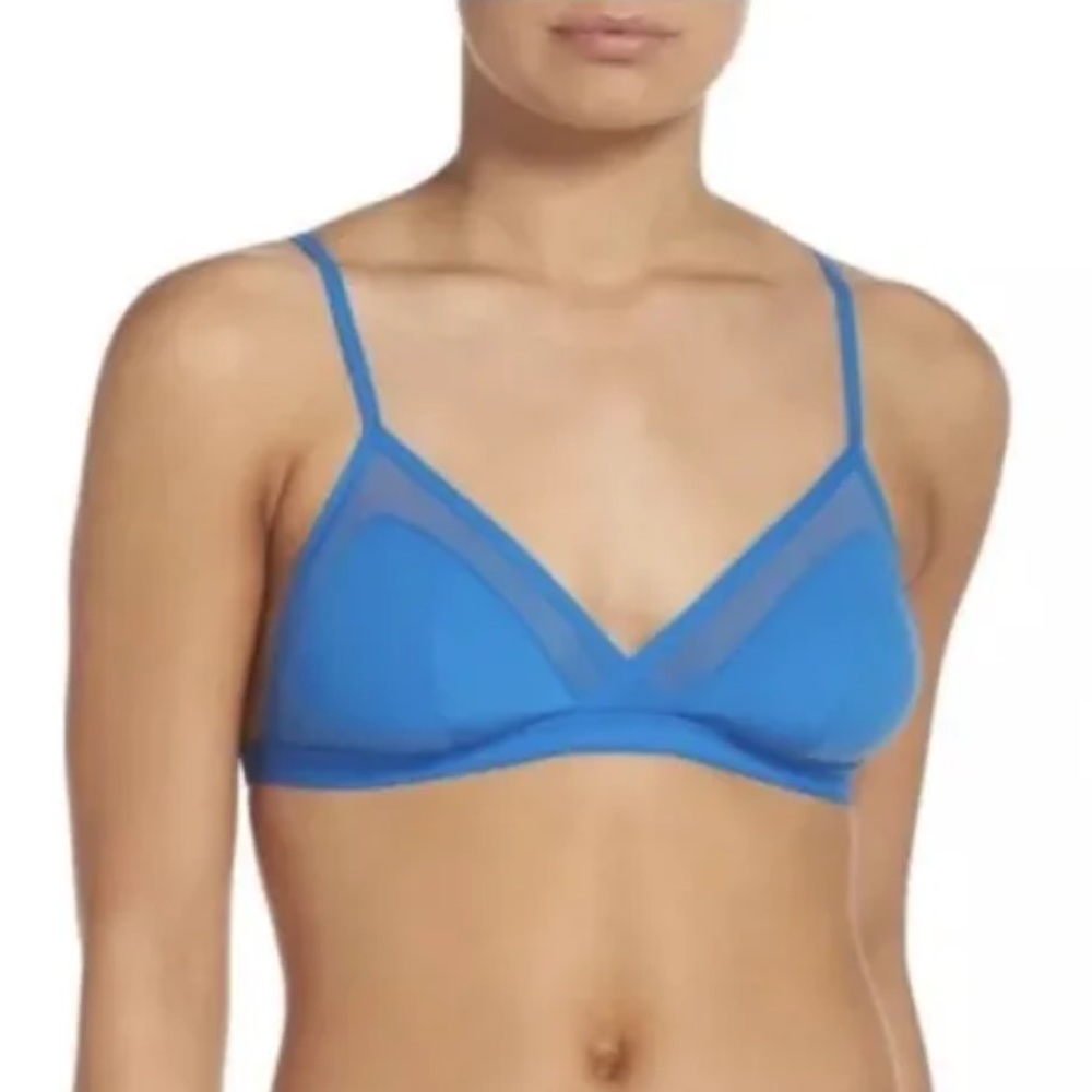 Madewell Bralette Blue Micro Mesh Adjustable Straps NWT Size Small